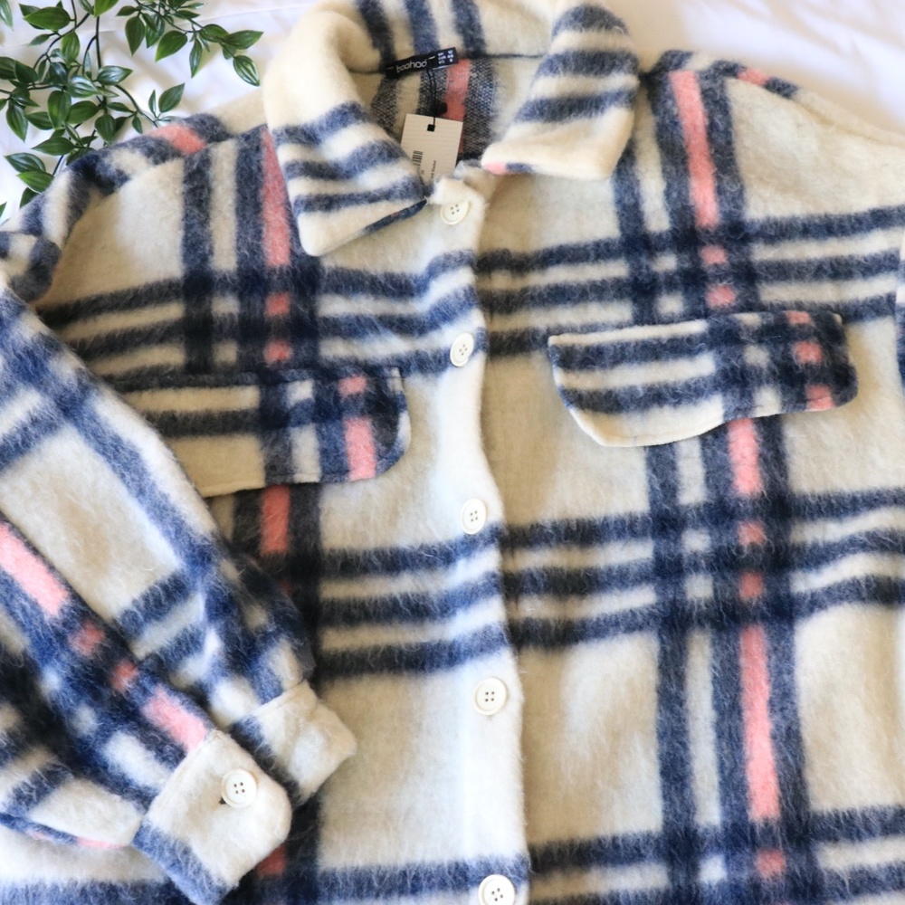 oversized long line check shacket - Picture 5 of 12